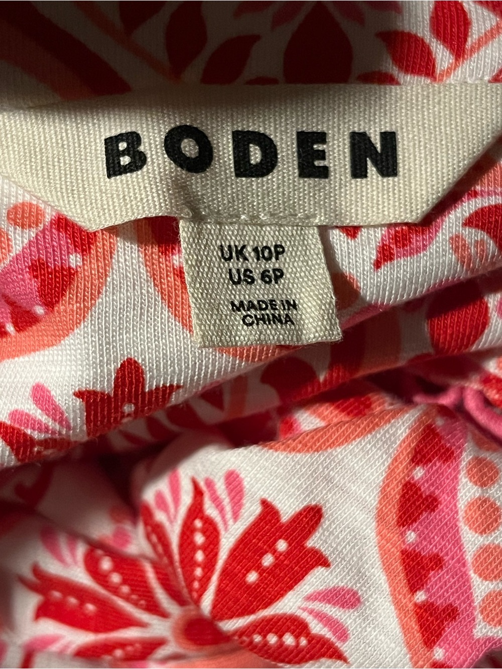 Boden Sofia Trim Jersey Midi Dress Pink Red Floral Botanical 6 Petite NWOT - Picture 12 of 14